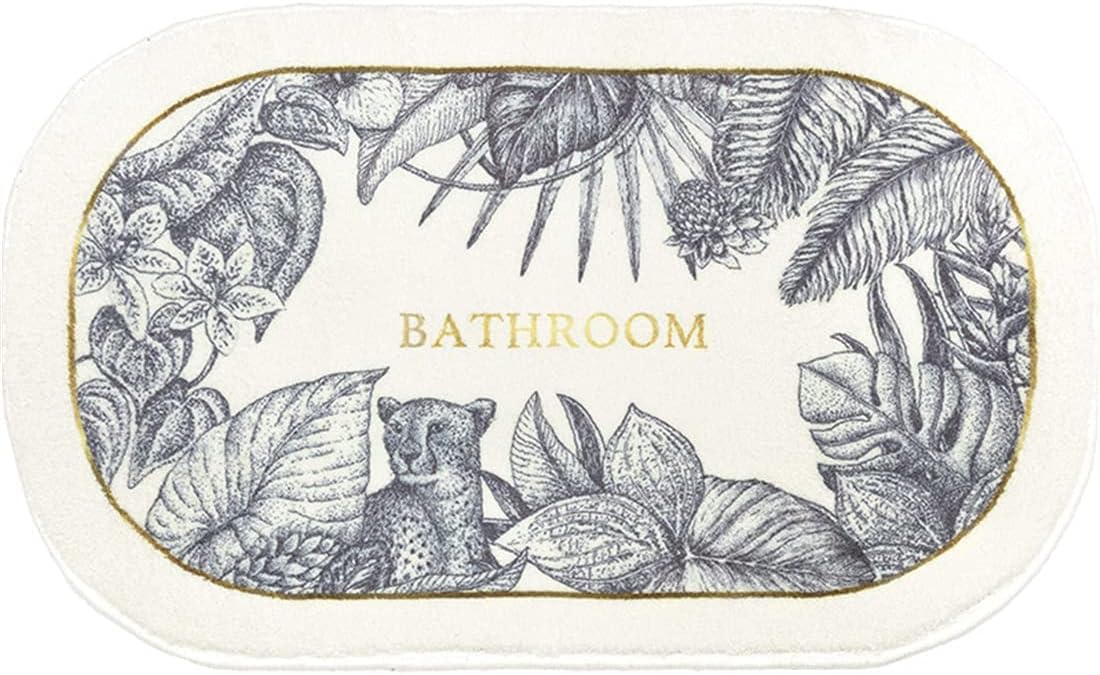 Alfombra de baño ovalada retro, antideslizante, absorbente de agua, ultra suave y transpirable, fácil de limpiar, tapete para entrada del hogar,