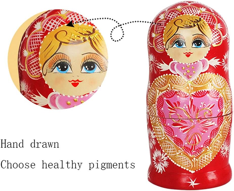 ECVYGJ Nesting Rolls 10pcs Russian Russian Nidification Dolls, Russian Wood Matryoshka Hand Toys for Children Christmas Home Home Decoration Wishing