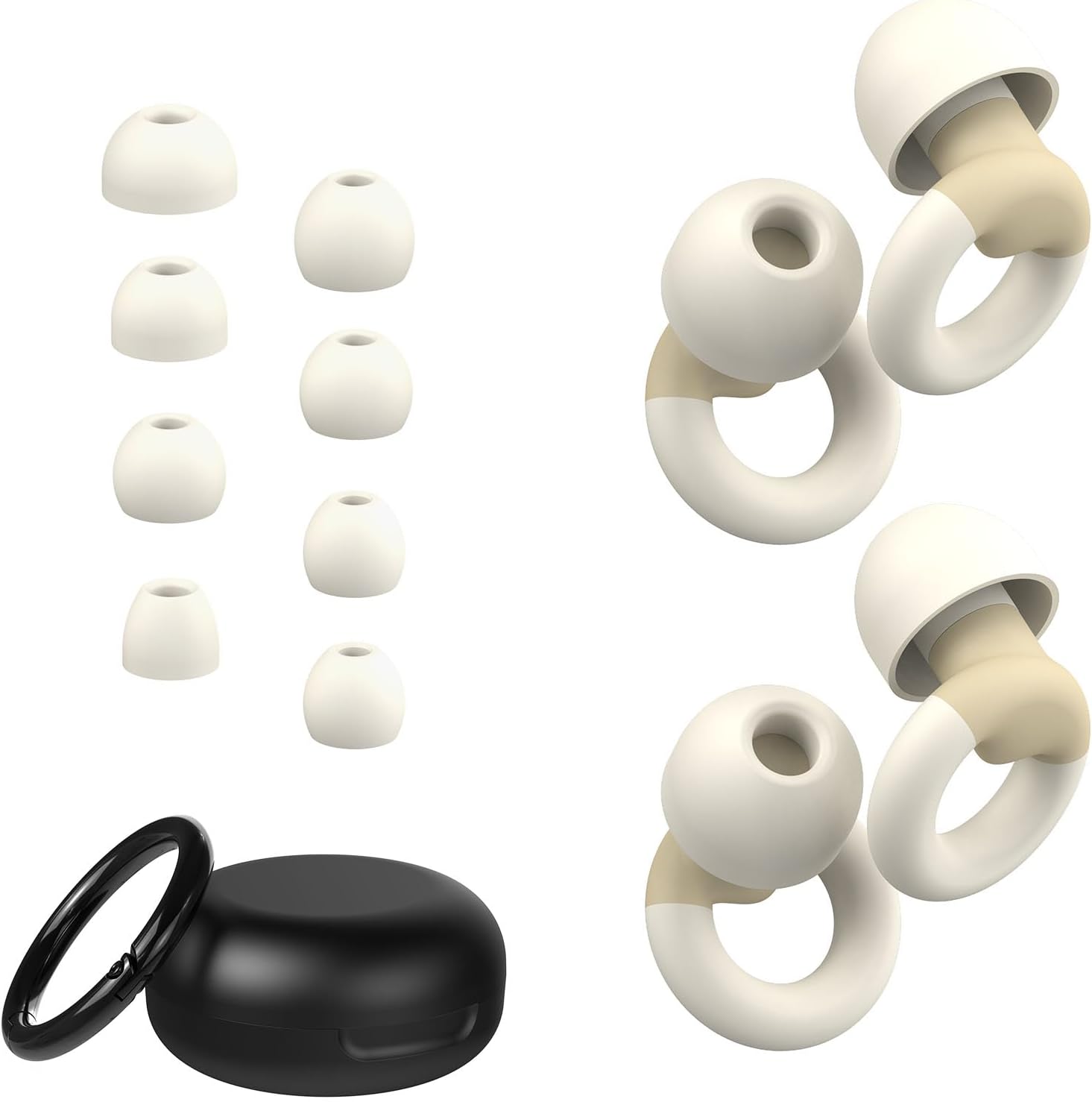 JUSTRVN Tapones para los oídos para dormir, 2 pares de tapones reutilizables para reducción de ruido 25dB-30dB con 8 almohadillas para los oídos,