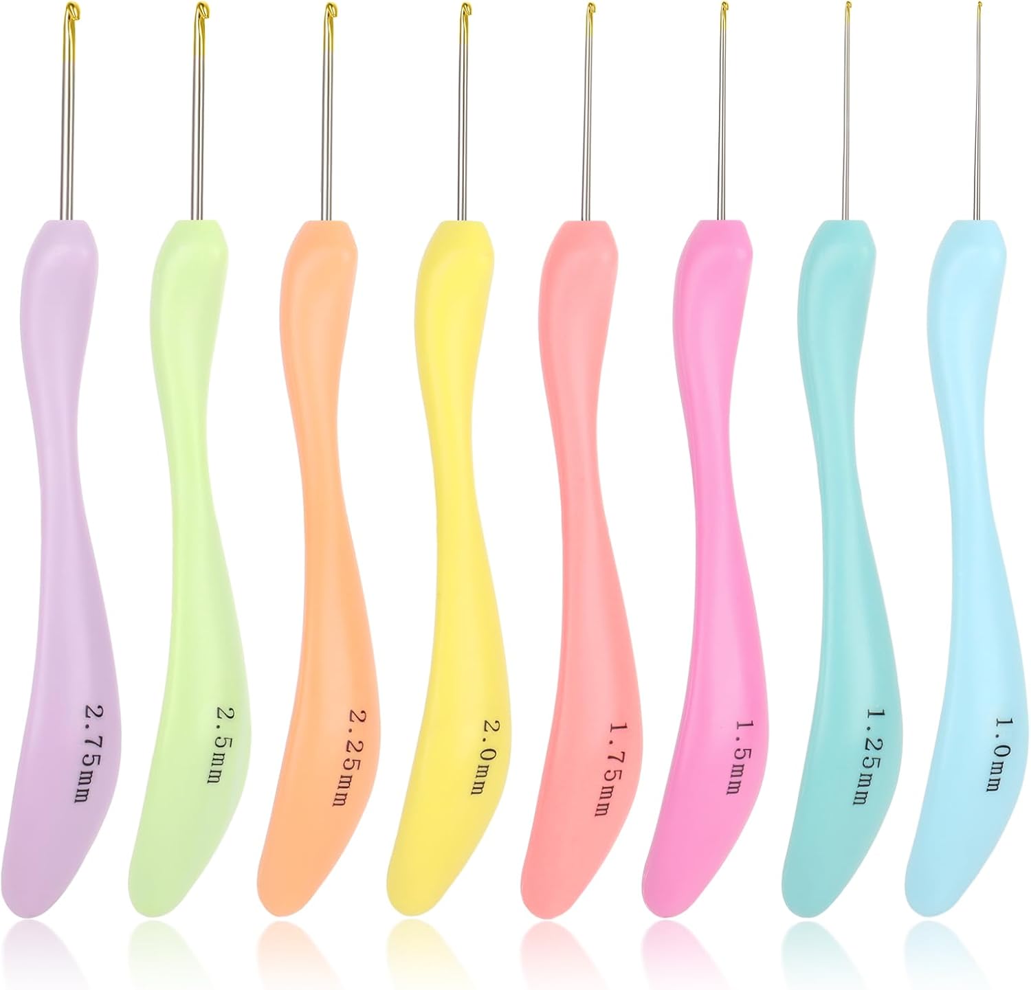 Katech – 8 agujas de ganchillo ergonómicas de diferentes tamaños y tamaños pequeños, juego de ganchillo de encaje, herramientas de tejer para