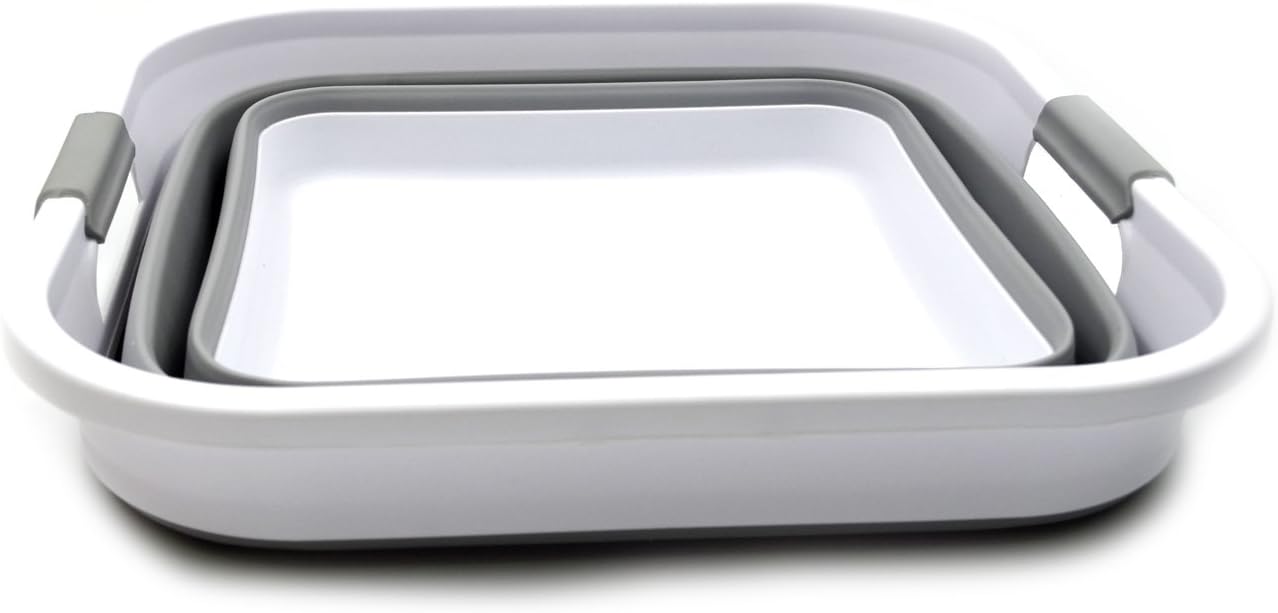 SAMMART Cesta plegable de plástico para la ropa sucia de 32 litros  Contenedor de almacenamiento plegable  organizador  Tina de lavado portátil