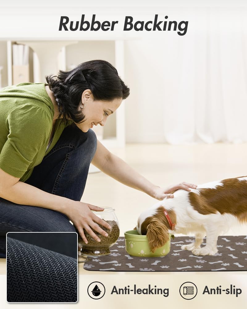Tapete de alimentación para mascotas, tapete absorbente de comida para perros, tapete para alimentos y agua, sin manchas, de secado rápido,