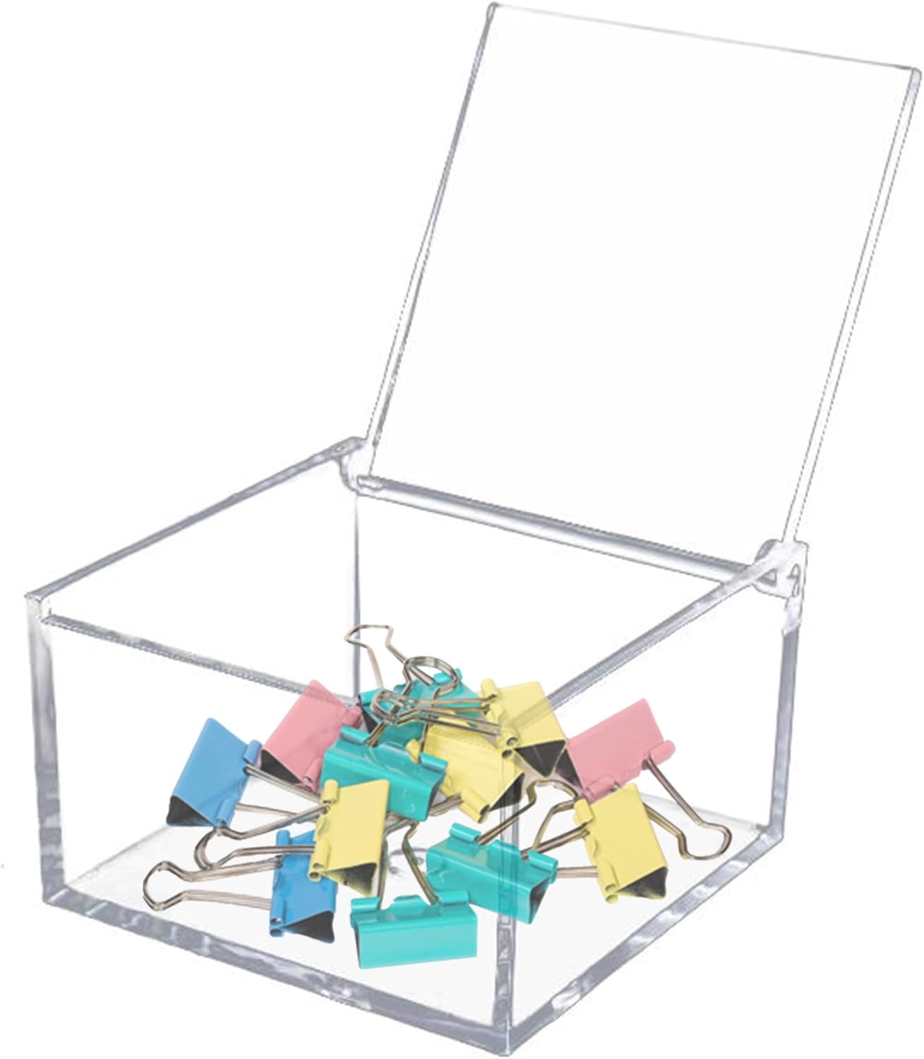 KissYou Caja de acrílico con tapa, caja de almacenamiento transparente, soporte para cápsulas de café, accesorios organizadores, antipolvo, caja