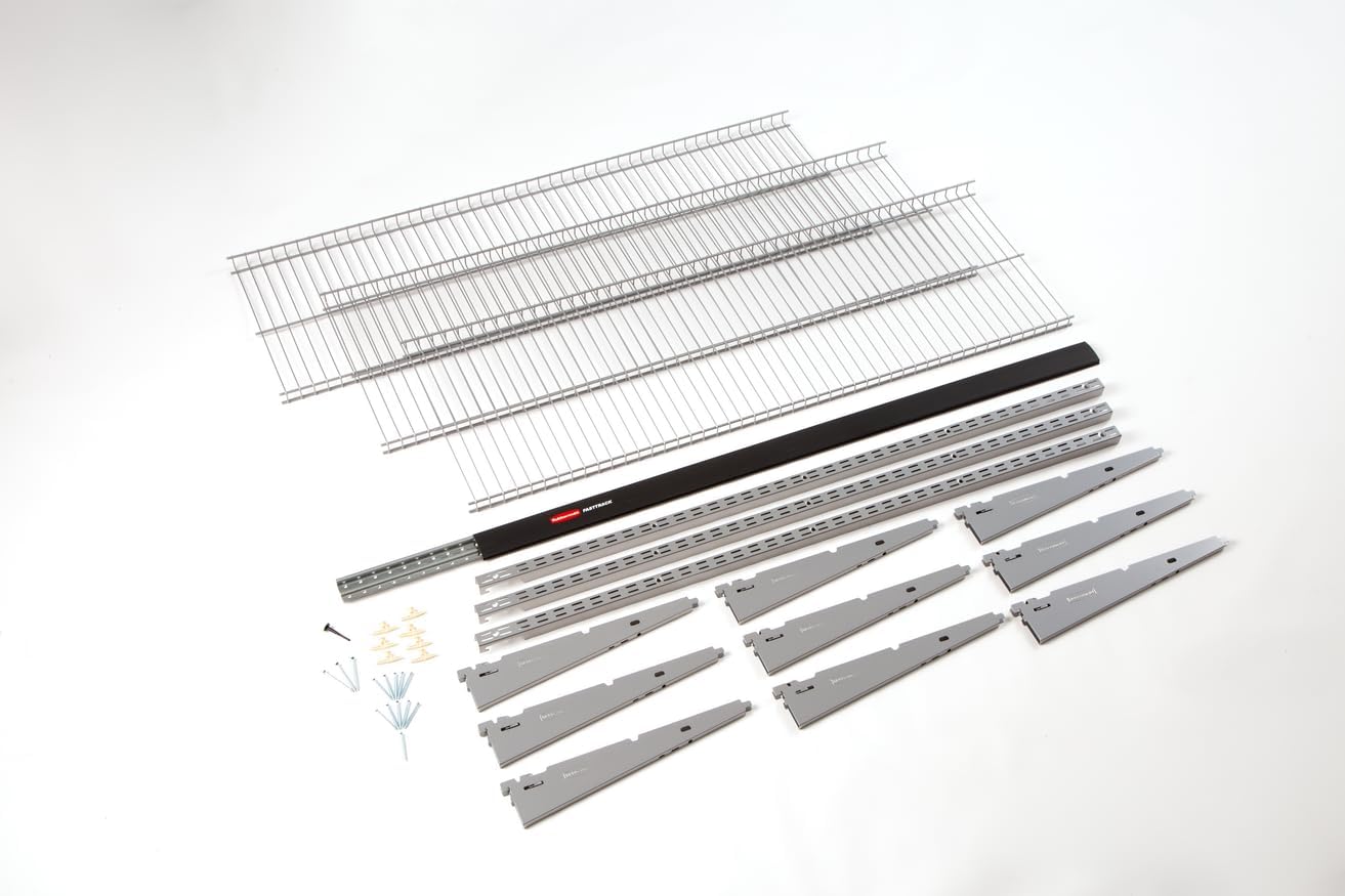 Rubbermaid Fasttrack Rail Storage – Kit de 3 estantes de 48 x 12 pulgadas, 350 libras por estante, para el hogar, garaje, cobertizoorganización de