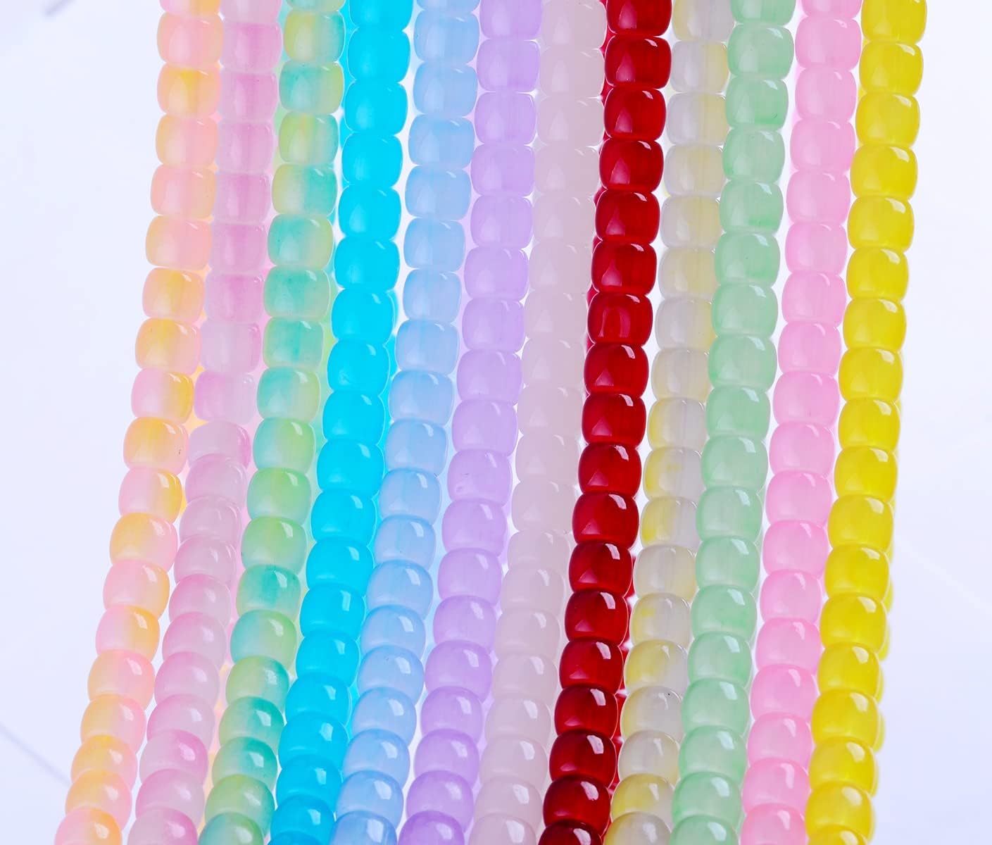 Cuentas de vidrio para pulseras, kit de fabricación de joyas, 288 piezas de 0.236 x 0.315 pulgadas (0.236 x 0.315 in), surtido a granel,