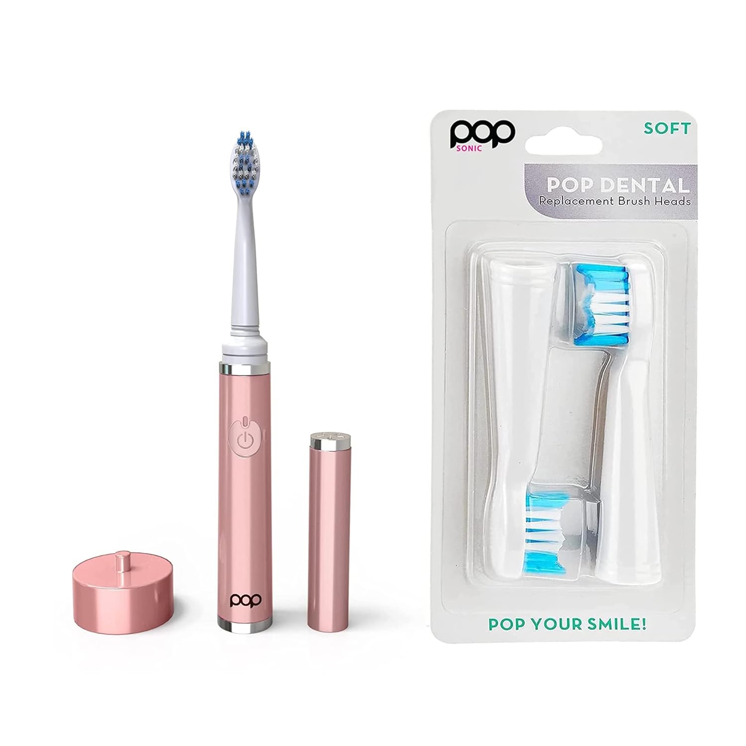 Pop Sonic The Ultimate Pro Cepillo de dientes (oro rosa) Paquete de 2 cabezales de repuesto  Cepillo de dientes recargable con hasta 40,000 trazos