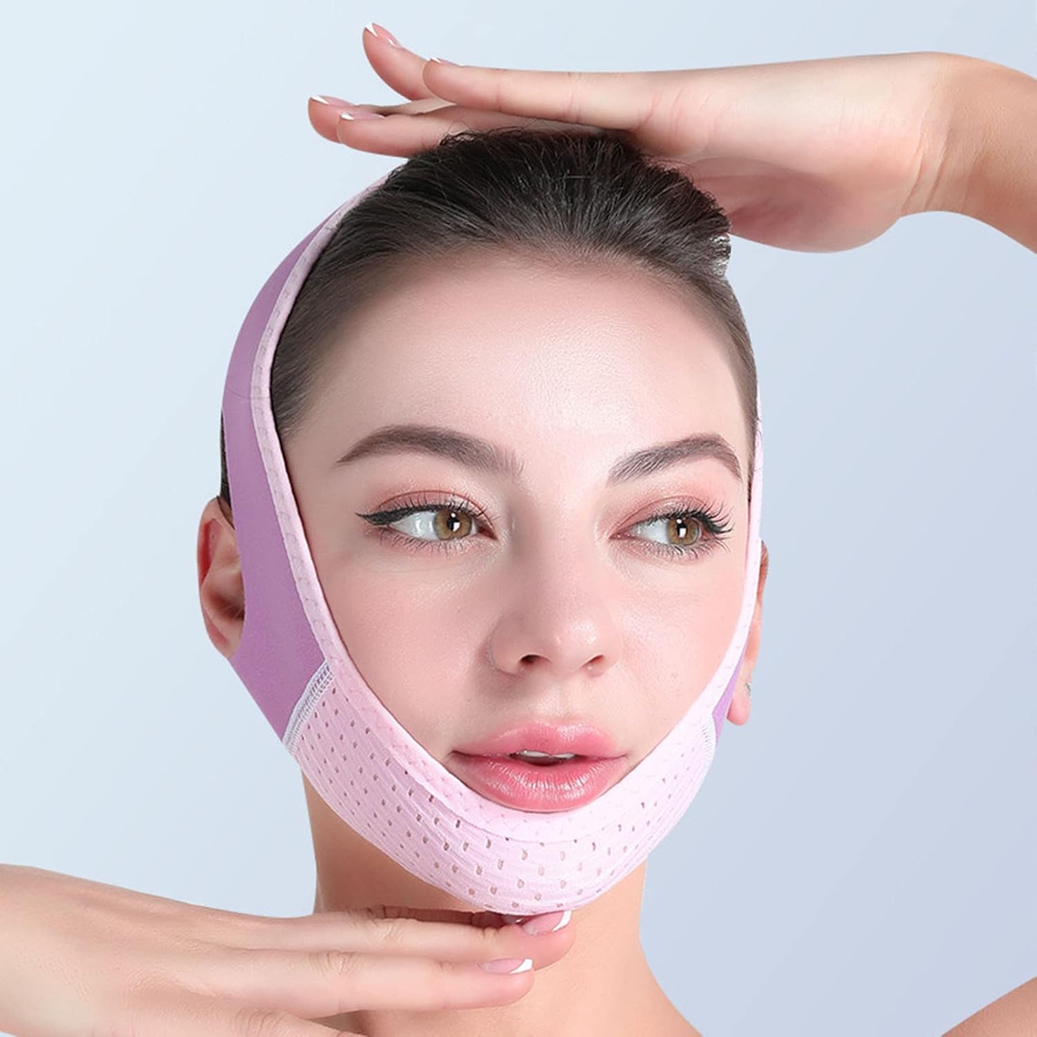 Mascarilla facial reutilizable con línea en V, vendaje de protección facial para mujer, lejos de la doble barbilla, cinturón de elevación para