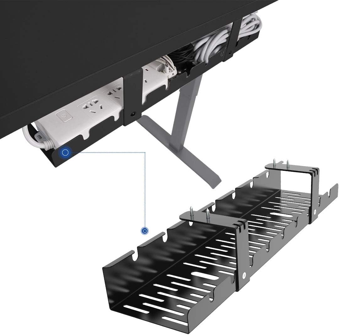 FLEXISPOT Bandeja de organización de cables para debajo del escritorio, cables de metal para organizar cables, bandeja de cables de oficina y hogar,