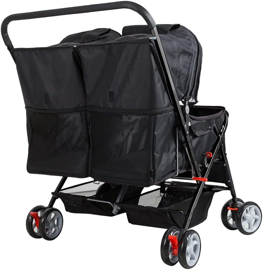 Cochecito de mascota plegable doble perro gato carro de viaje, varios colores