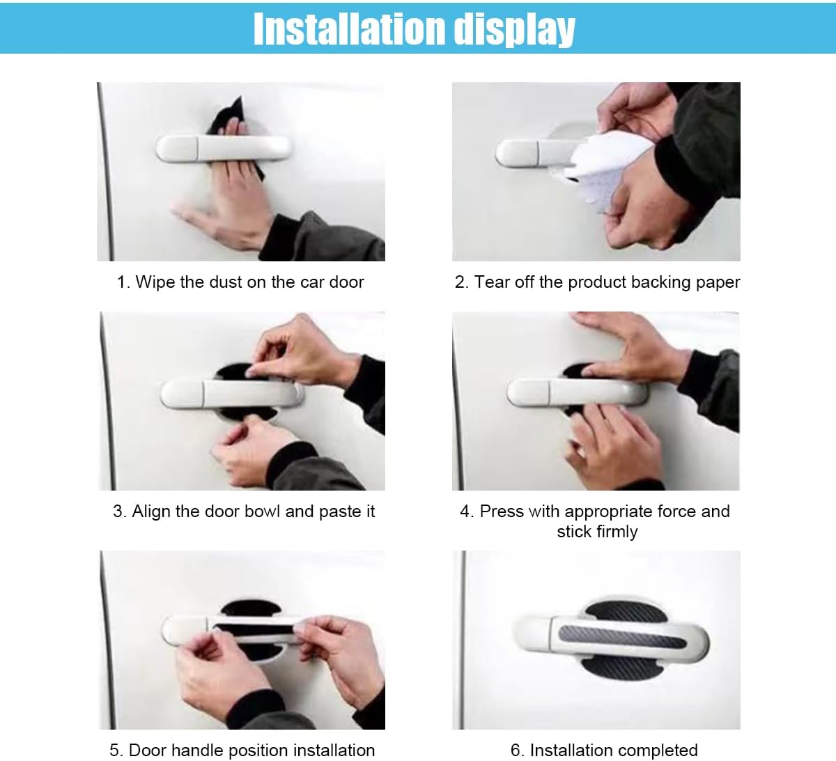 8 protectores contra arañazos para manija de puerta de automóvil, calcomanía de fibra de carbono para manija de puerta de automóvil, cubierta