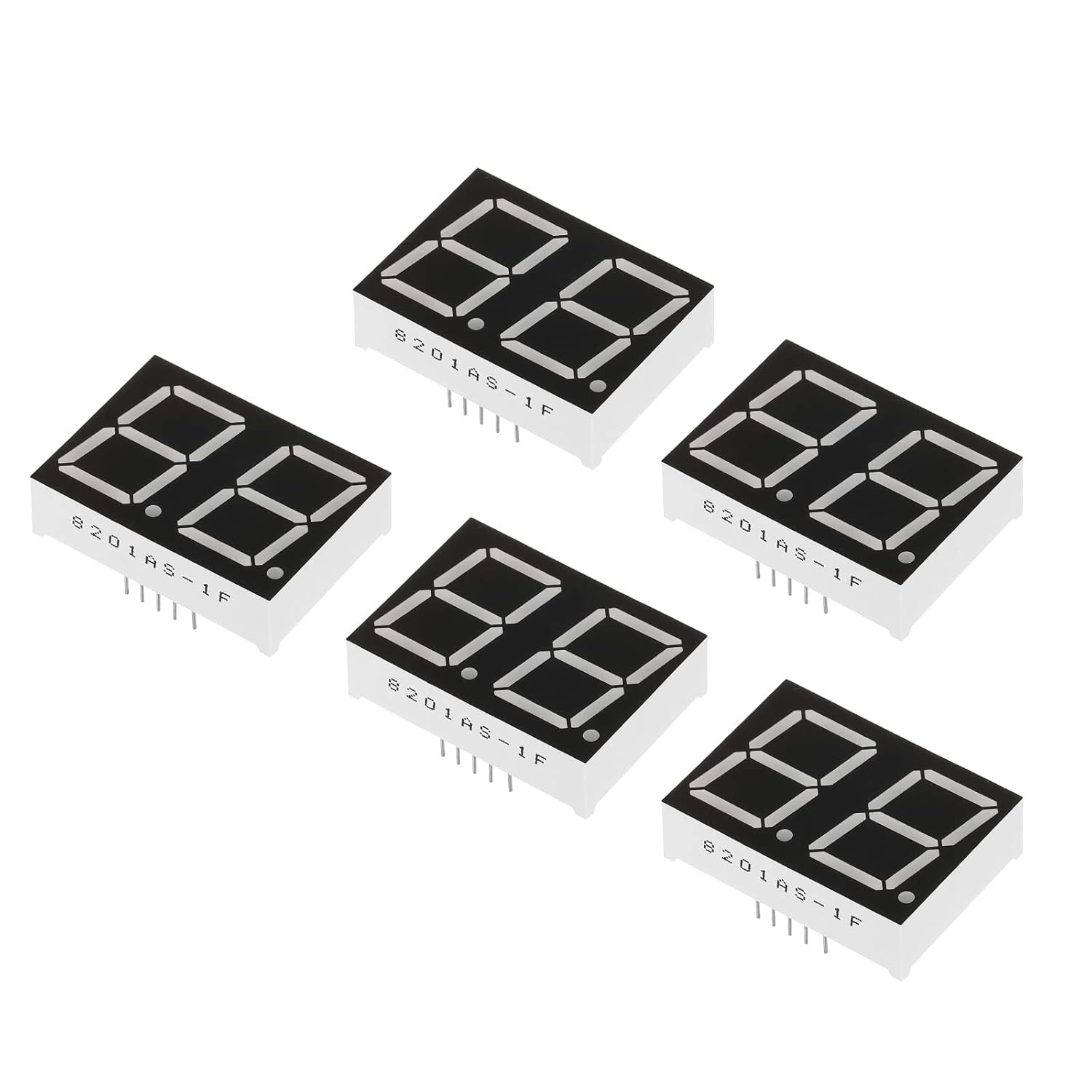 PATIKIL Tubo digital con pantalla LED, paquete de 5 unidades de cátodo común 7 segmentos 10 pines 2 bits 2.1 V módulo de pantalla LED para placas de