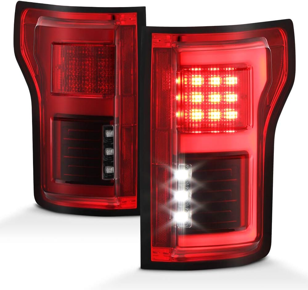 ACANII – Para 2015 2016 2017 Ford F150 camión wsensor de punto ciego rojo claro completo LED luz tubo luces traseras lámparas de freno