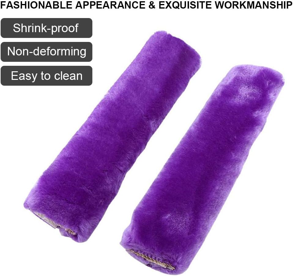 2 fundas para correa de cinturón de seguridad, almohadillas de hombro de felpa suave y cómoda para asientos de automóvil, cochecitos (morado)