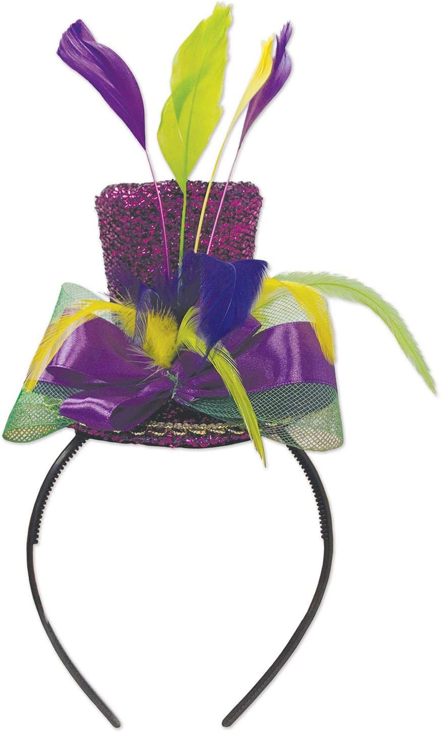 Diadema con sombrero de Mardi Gras, paquete de 2