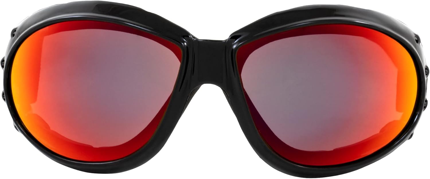 2 pares de gafas acolchadas Global Vision Eliminator para motociclismo, color negro con lentes de espejo verde y rojo
