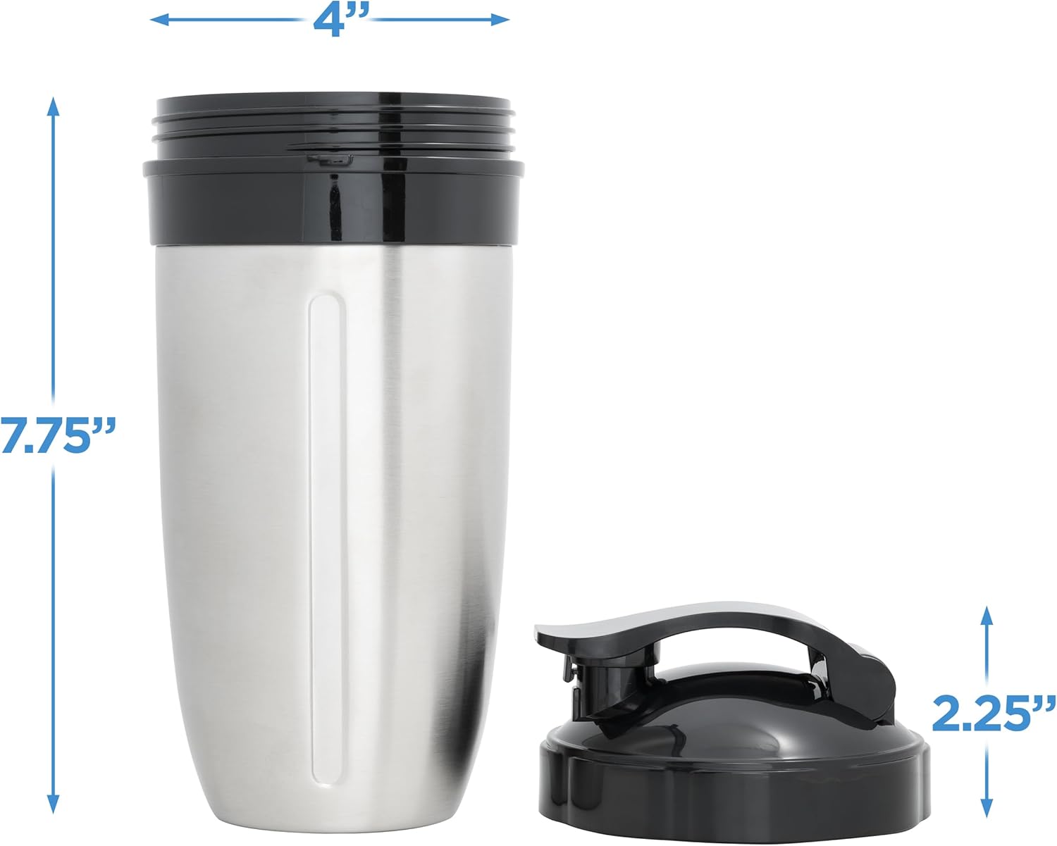 Taza de acero inoxidable de 32 onzas con tapa abatible para licuadoras NutriBullet de 1000 W y 1200 W