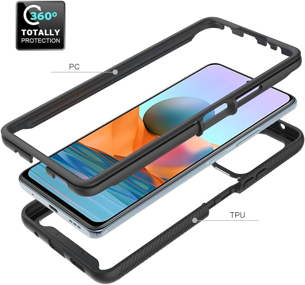 Asuwish Funda de teléfono para Xiaomi Redmi Note 10 Pro con protector de pantalla de vidrio templado y soporte delgado híbrido resistente resistente