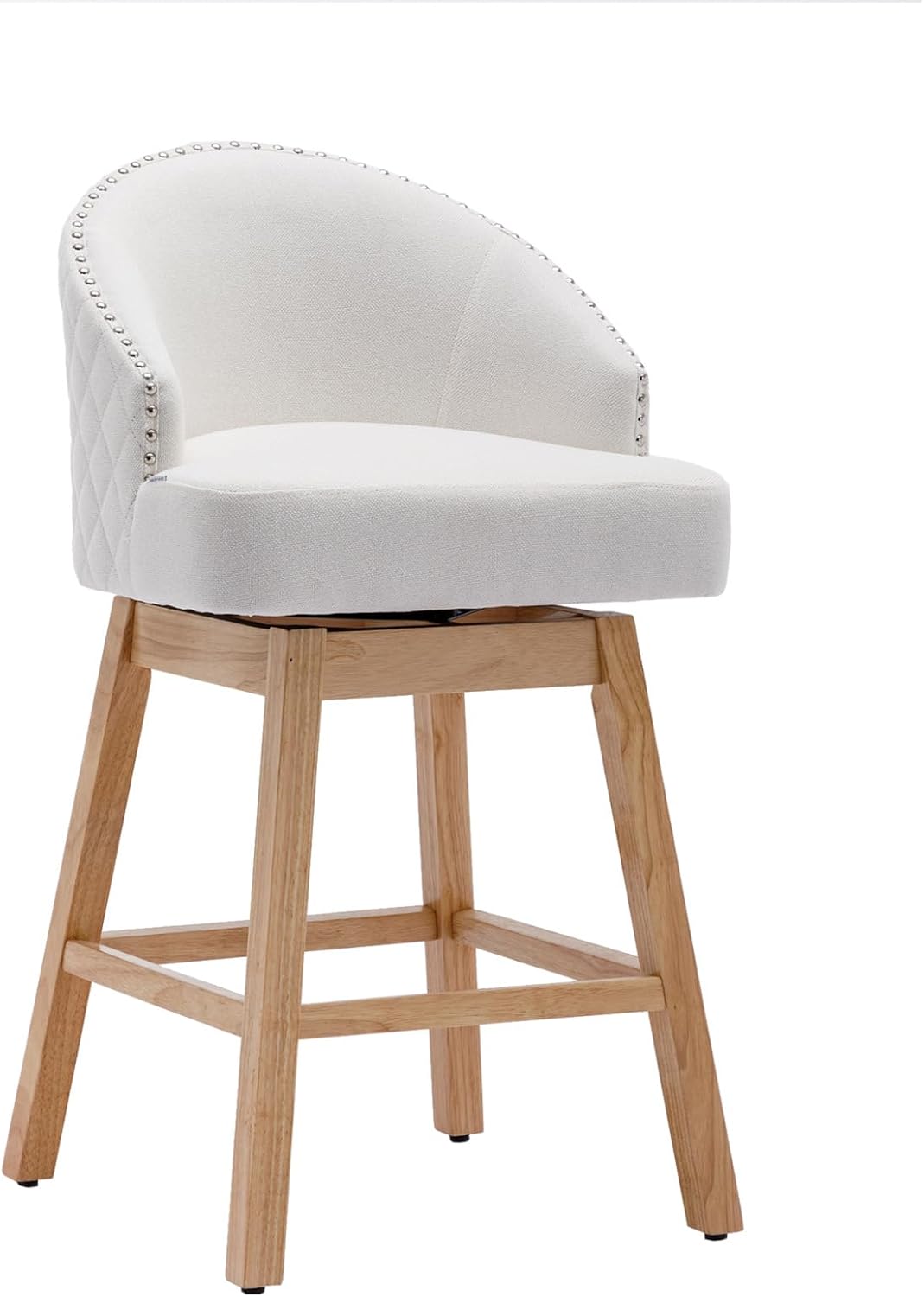 INCLAKE Juego de 2 taburetes de bar, sillas de comedor giratorias de 360 grados con decoración de cabeza de clavo y reposapiés, sillas modernas de