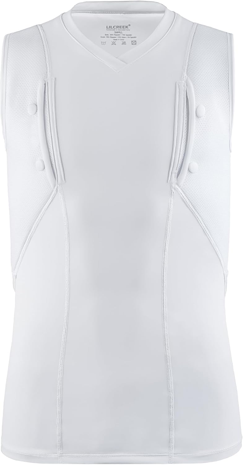 lilcreek Camiseta sin mangas con cuello en V oculta para hombre, camiseta CCW Holster para hombre