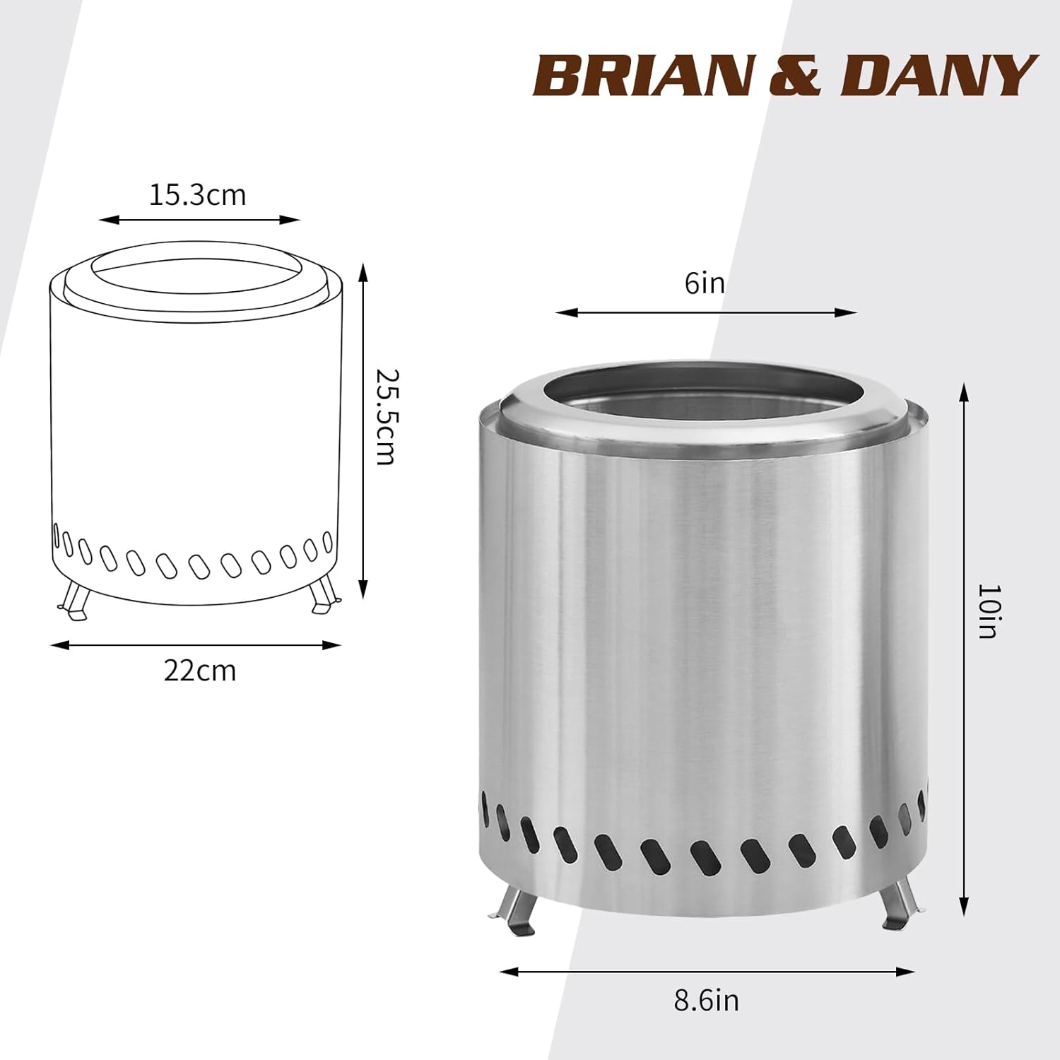 BRIAN & DANY Fogata individual de mesa con soporte, hoguera sin humo para acampar al aire libre, estufa de acero inoxidable, estufa de pellets de
