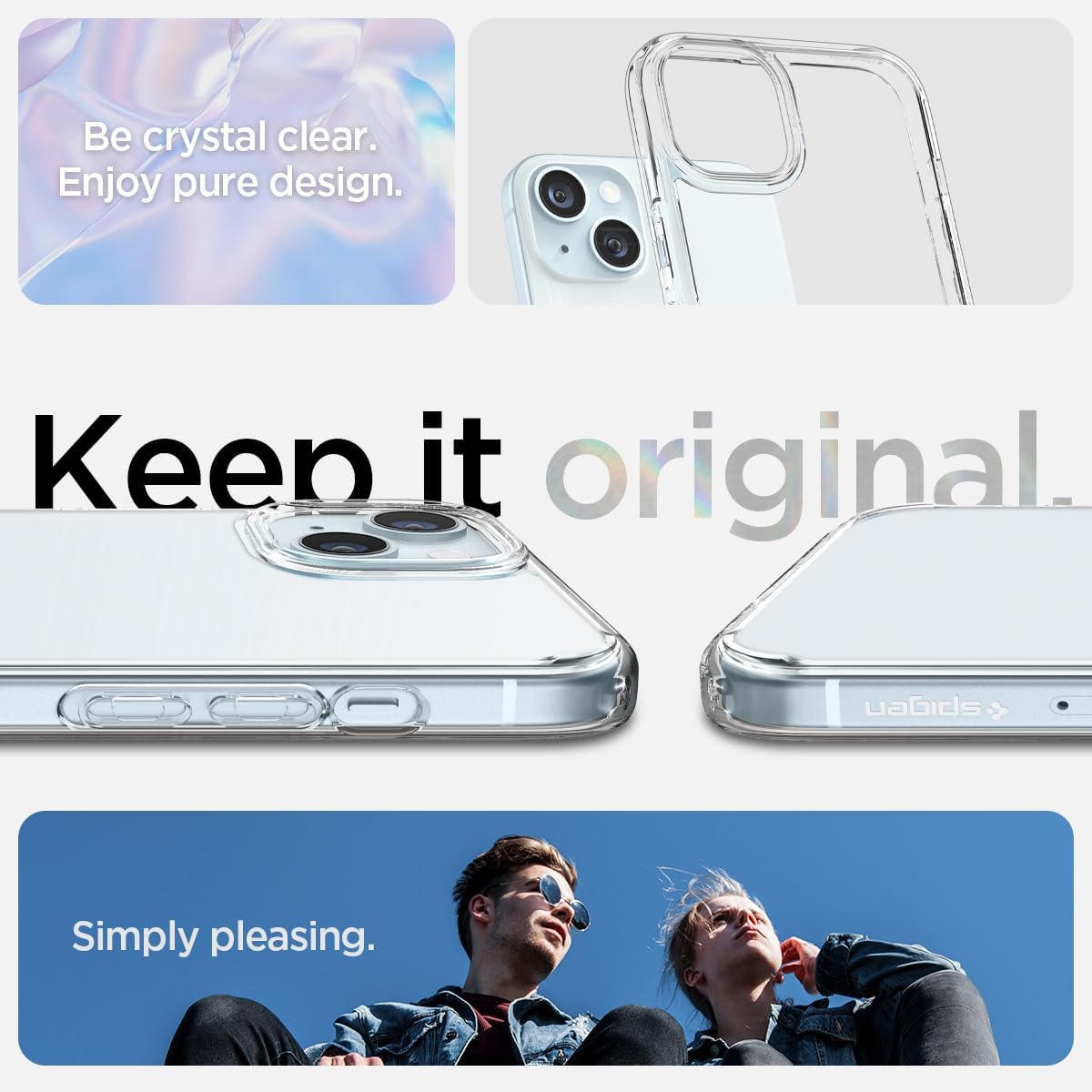 Spigen Funda ultra híbrida diseñada para iPhone 15 Plus (2023), antiamarilleo protección de grado militar – Transparente