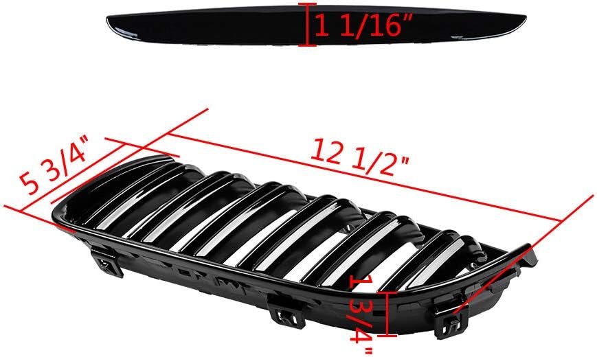 AMOPA CORP 2X – Rejilla de riñón para capó delantero, color negro brillante, doble línea, compatible con BMW E90 E91 Pre-Facelift