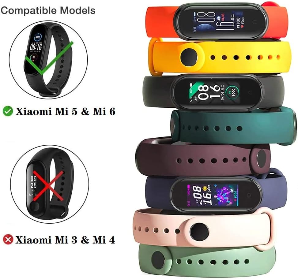 Pulseras de repuesto para Xiaomi Mi 5 y Mi 6 para correas de reloj inteligente Mi Band 5 y Mi 6, pulsera de silicona suave y flexible agradable a la