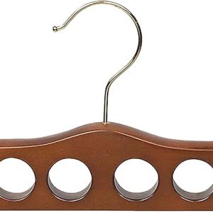 Colgador de bufanda de madera con acabado de nogal con 10 agujeros y herrajes de latón en 17 12 pulgadas de largo x 34 pulgadas de grosor, 1 percha Colgador de bufanda de madera con acabado de nogal con 10 agujeros y herrajes de latón en 17 12 pulgadas de largo x 34 pulgadas de grosor, 1 percha