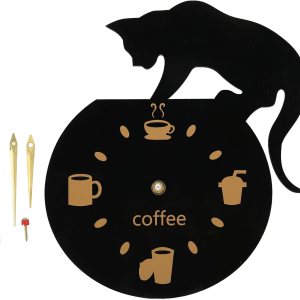 GLOGLOW Reloj de pared de cocina, reloj de pared 3D, movimiento silencioso, café, gato, sin marco, diseño para oficina, dormitorio, dormitorio GLOGLOW Reloj de pared de cocina, reloj de pared 3D, movimiento silencioso, café, gato, sin marco, diseño para oficina, dormitorio, dormitorio
