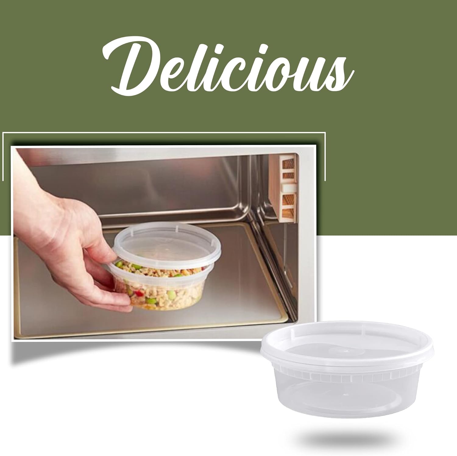 RESTAURANT FEEDER Vasos de plástico transparente, recipiente de plástico translúcido para microondas y tapa, paquete combinado de 8 onzas, 240 tazas