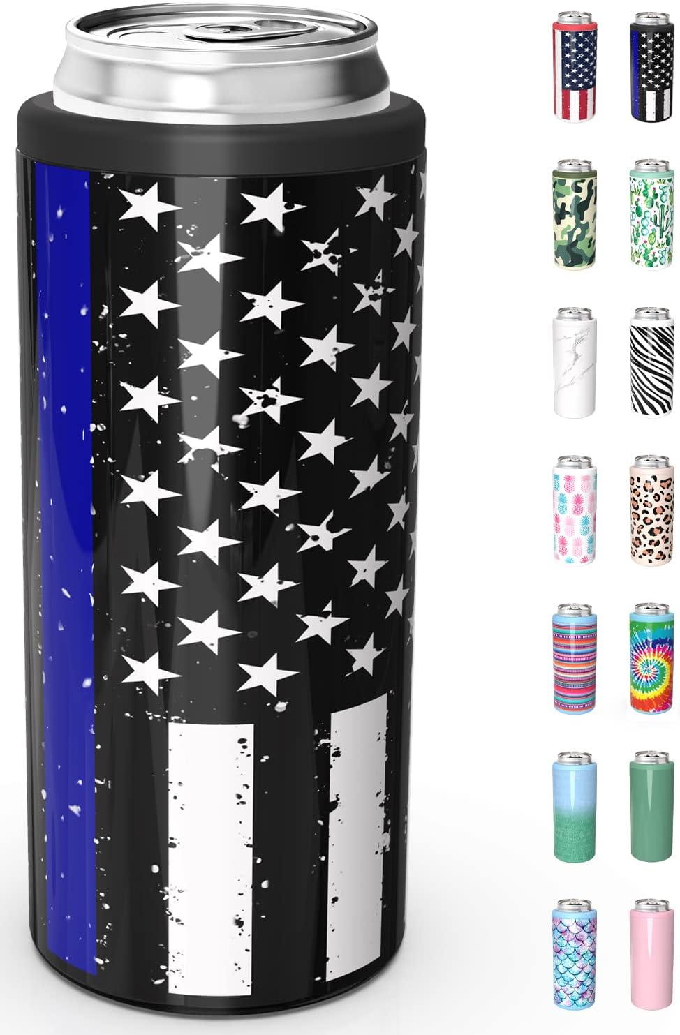 TILUCK Skinny – Enfriador de latas para cerveza delgada y seltzer duro, acero inoxidable, doble pared aislada de acero inoxidable, estándar de 12