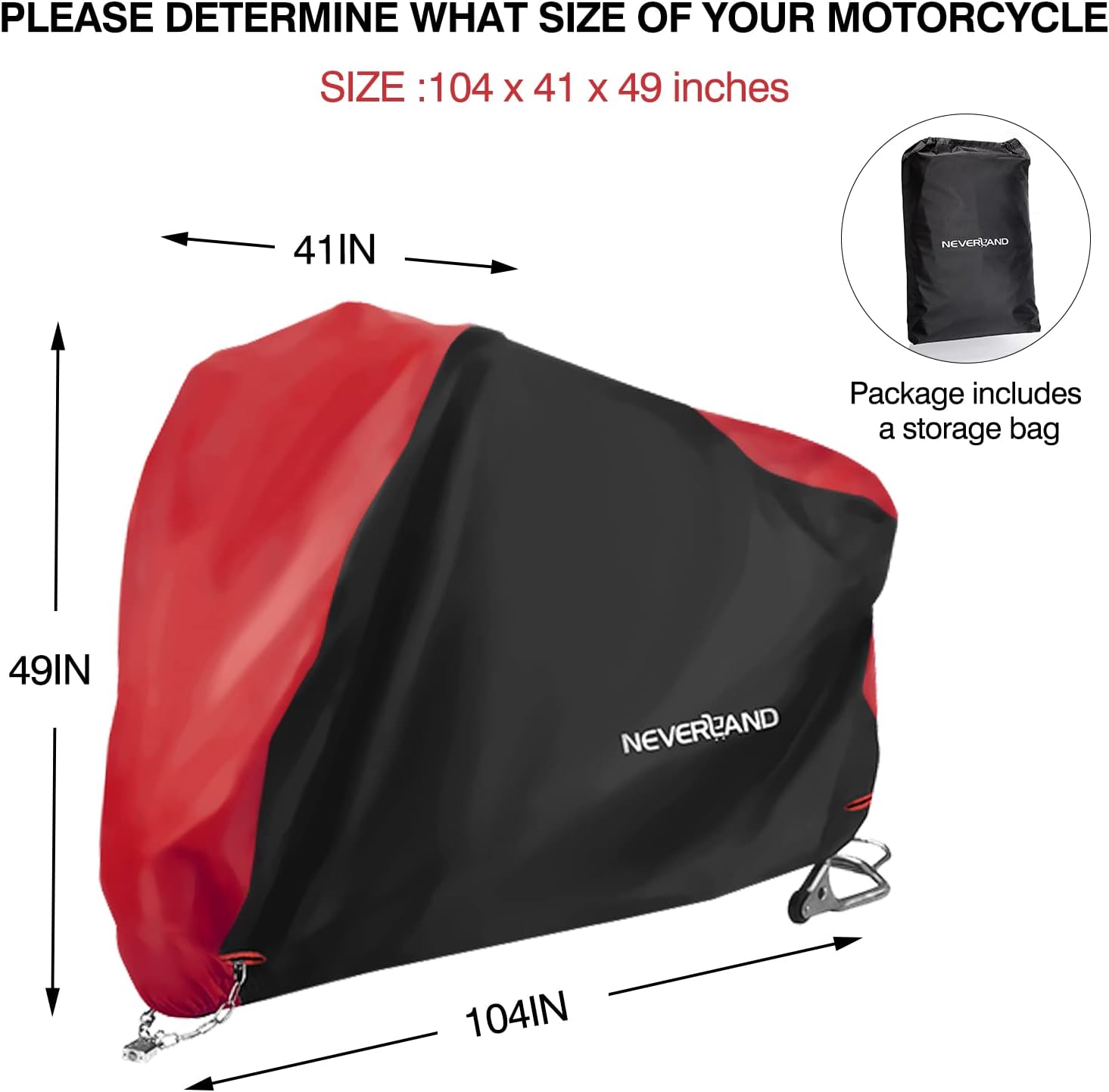 NEVERLAND Funda impermeable para motocicleta al aire libre, fundas de motocicleta para scooter, resistentes con agujeros de bloqueo, vendaje, bolsa