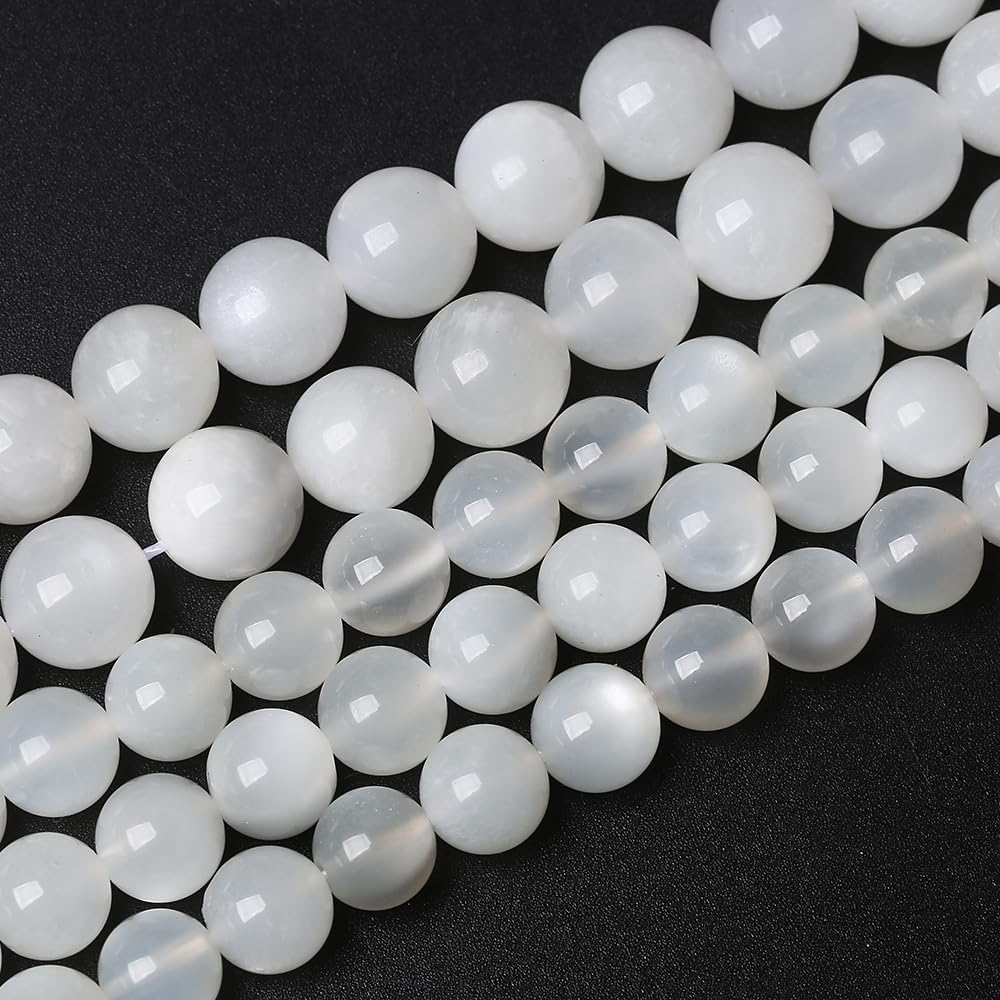 60 cuentas de piedra lunar blanca natural de 0.236 pulgadas (0.236 pulgadas), piedras preciosas AAA, redondas y sueltas para hacer joyas, pulseras,