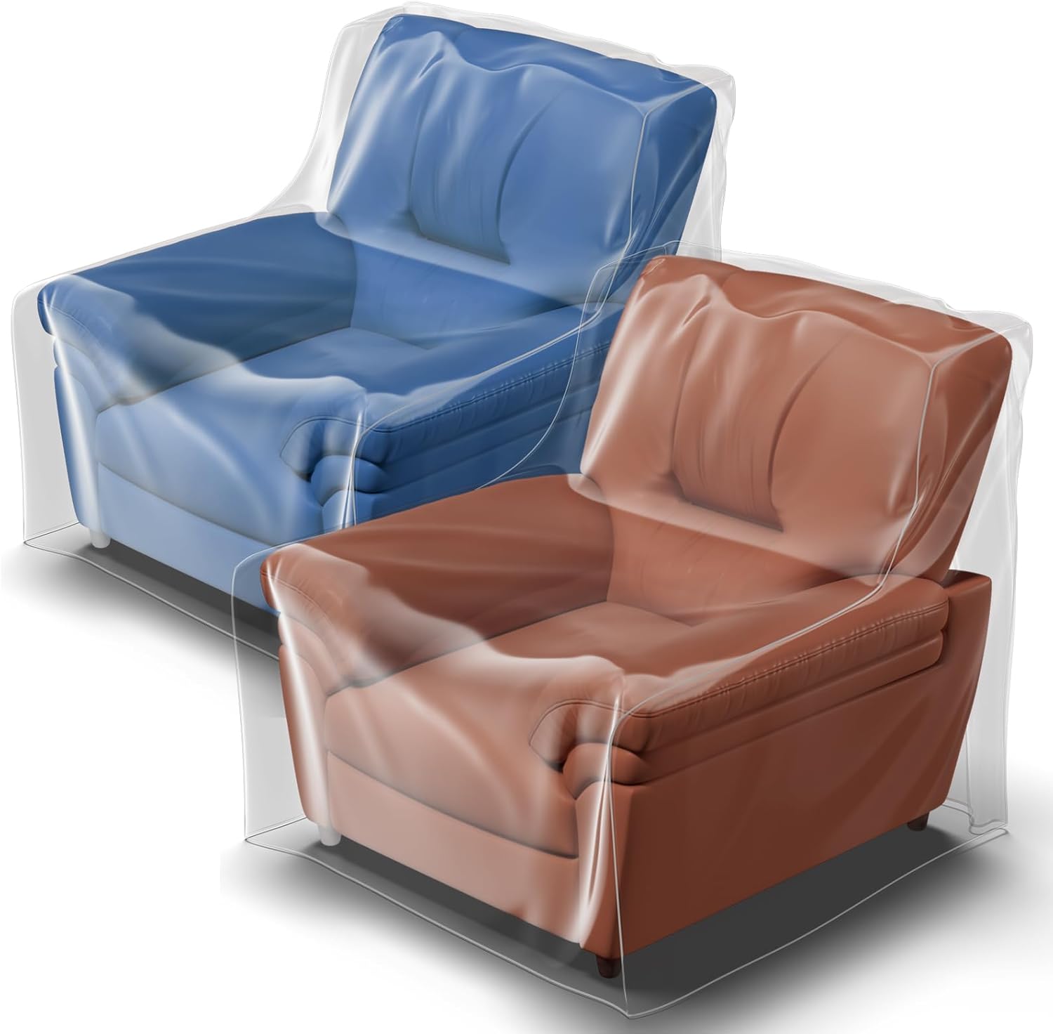 STARTWO Paquete de 2 fundas de plástico para sillón reclinable, transparente resistente, cubierta de vinilo transparente de PVC grueso, impermeable,