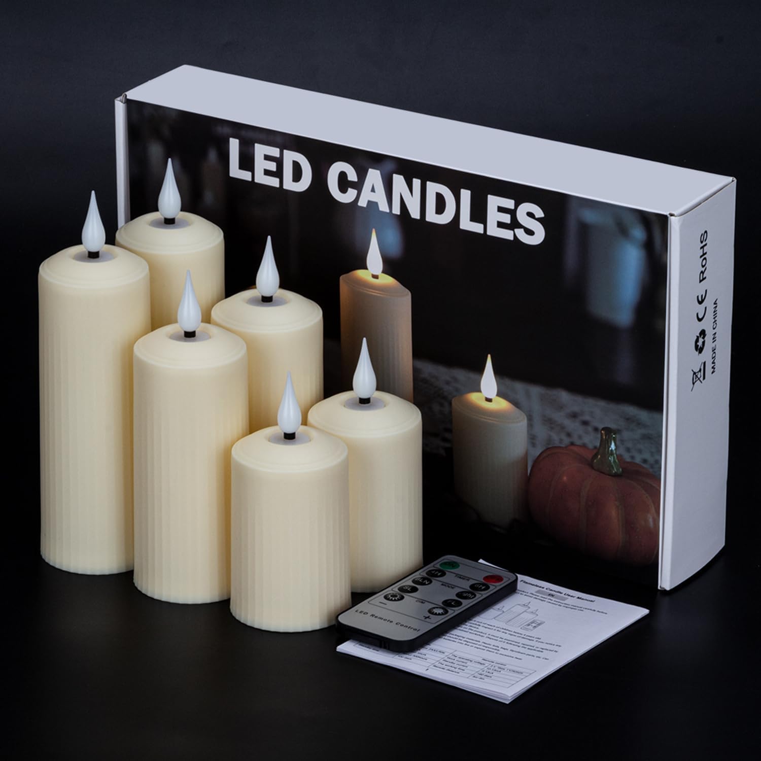 Paquete de 6 velas sin llama que funcionan con pilas con temporizador y control remoto, velas parpadeantes falsas, velas LED eléctricas para