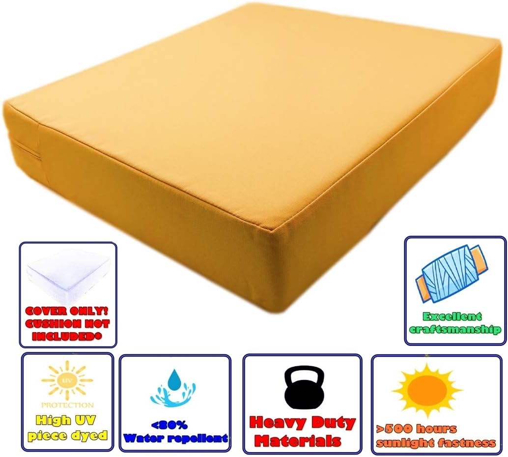 CozyLounge Fundas de cojín para silla de patio con diseño de girasol amarillo repelente al agua (25 x 25 x 5 pulgadas (2 fundas))
