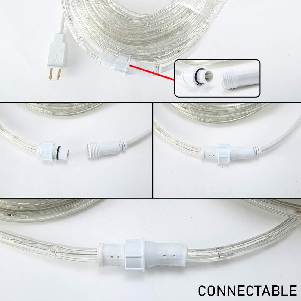 Cuerda de luces LED de 33 pies, 110 V, 2 cables conectables para exteriores, 240 luces LED impermeables para interiores y exteriores, para cubierta,
