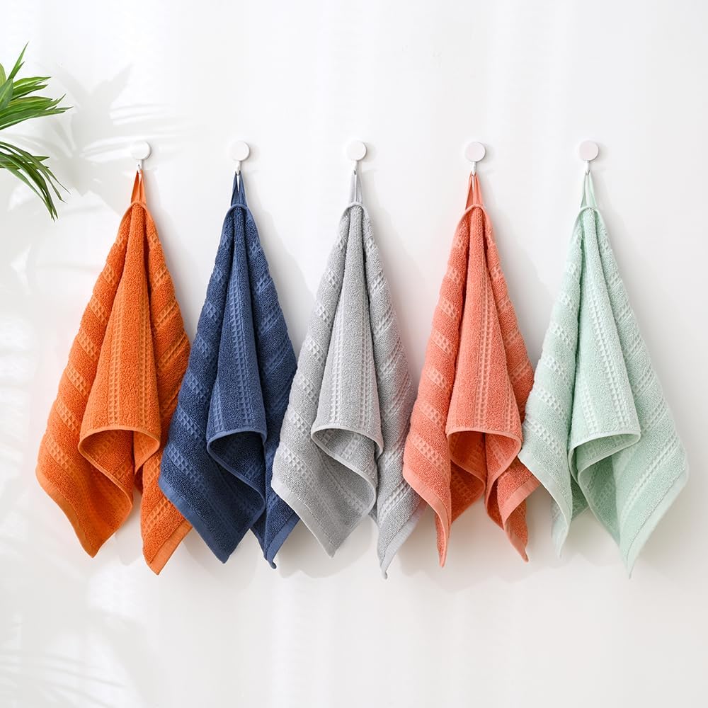 Toallas de mano azul marino, 100% algodón, tejido a rayas, de secado rápido, toallas de cocina ultra absorbentes y ligeras para baño (2 piezas,