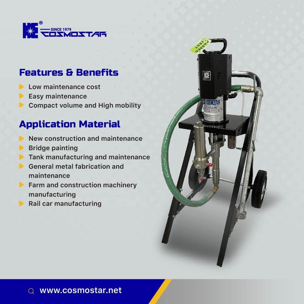 Cosmostar AX1450 – Pulverizador neumático sin aire 231, aerosoles de pintura sin aire, juego de montaje en carrito con pistola de pulverización sin