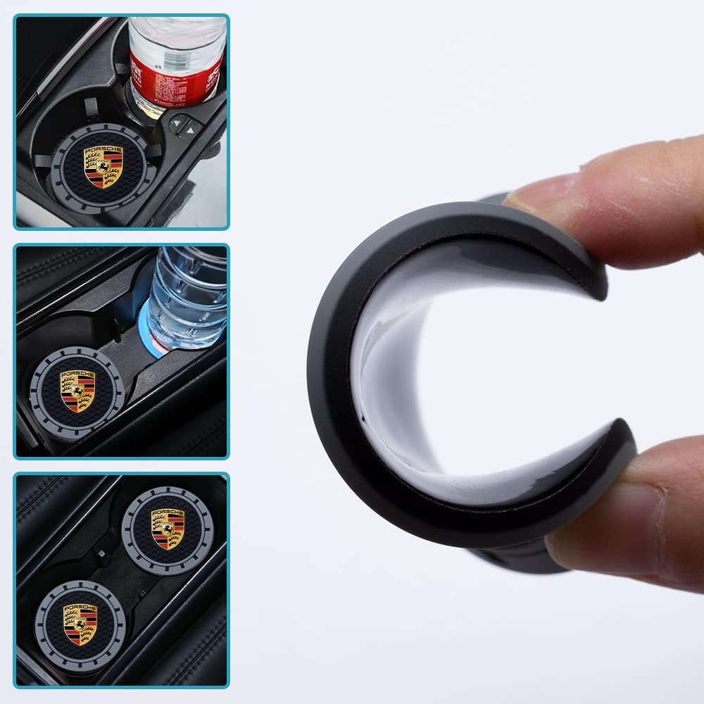 Portavasos para automóvil Porsche, 2 posavasos compatibles con Porsche Panamera Cayenne Macan Boxster Taycan Cayman 718 911, posavasos