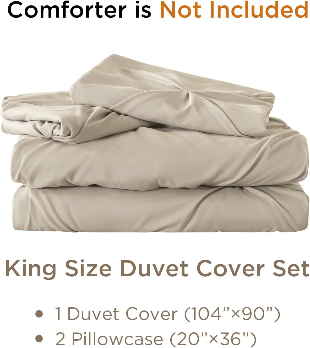 Litanika Funda de edredón plisada color caqui, tamaño King (104 x 90 pulgadas), 3 piezas (1 funda de edredón y 2 fundas de almohada), lujoso juego