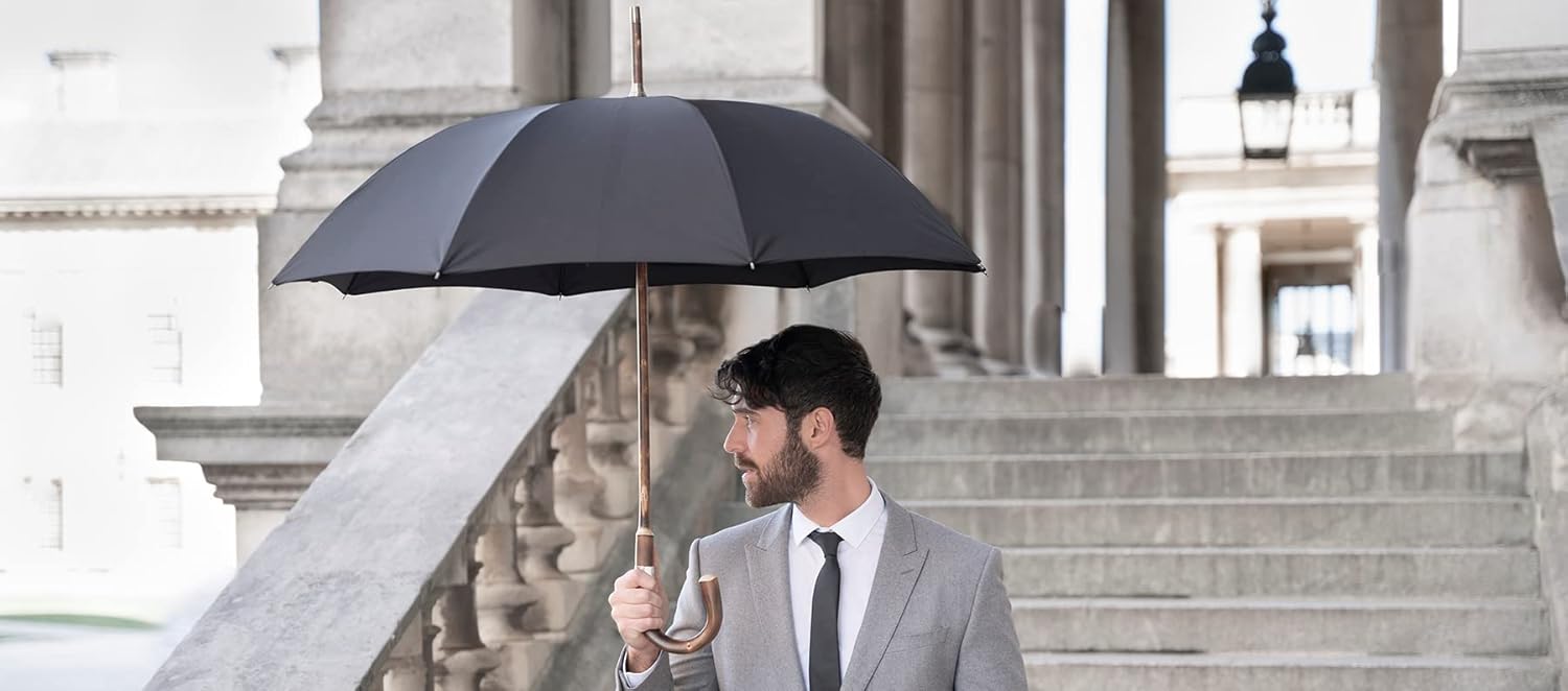 The London Umbrella – Crafted From A Single Piece Of English Chestnut – Black