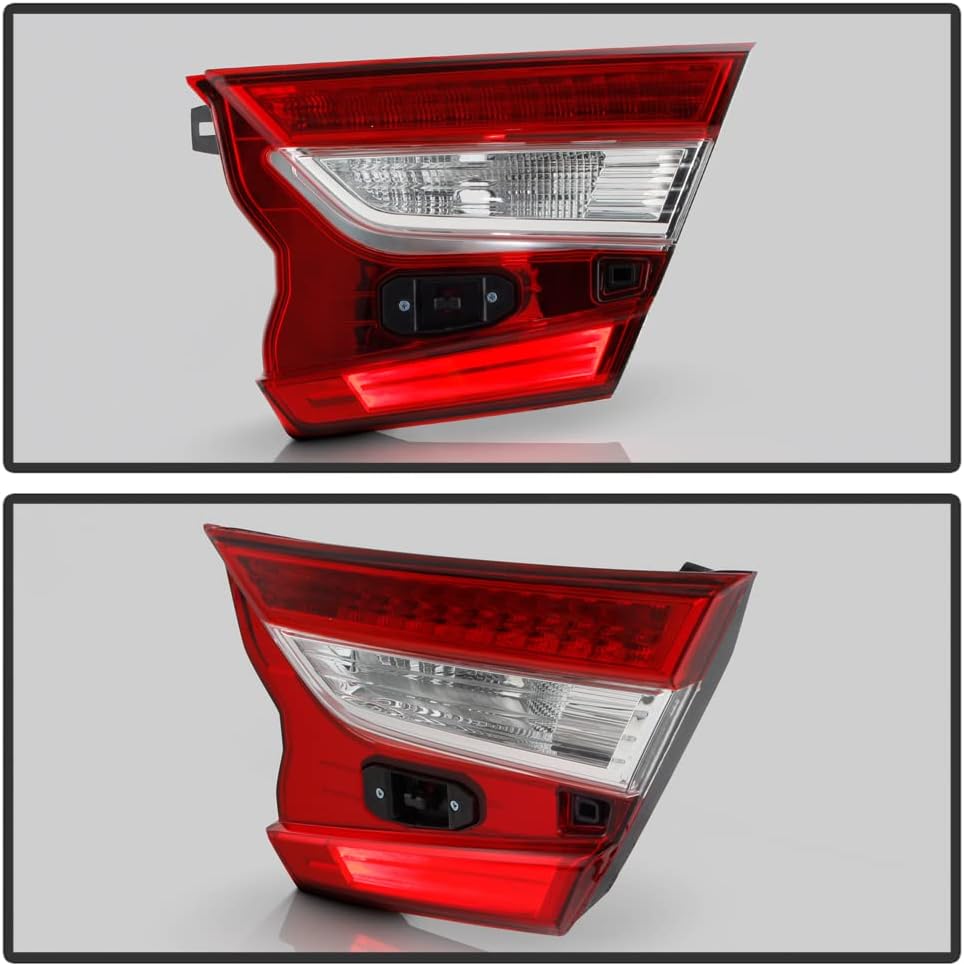 VIPMOTOZ Lámpara de freno de luz trasera interior de estilo de fábrica compatible con Honda Accord 2018-2022, carcasa cromada, lente transparente,