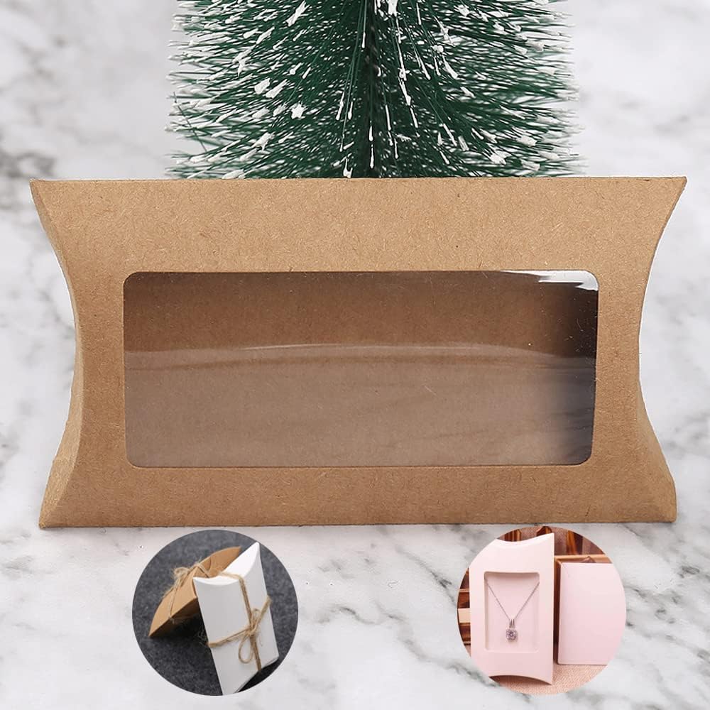 40 mini cajas de embalaje de papel blanco con ventana transparente, caja de embalaje de regalo para panadería, dulces, chocolate, joyas, exhibición,