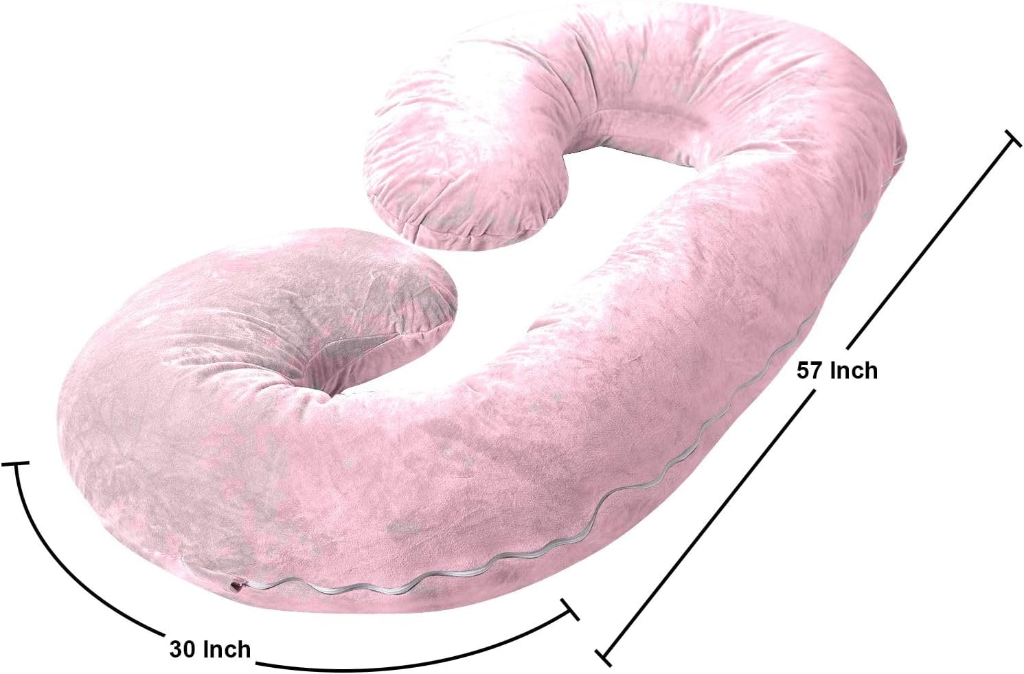 Almohadas de embarazo de 57 pulgadas, almohada de cuerpo completo en forma de C, rosa claro, almohadas de embarazo para dormir, funda de algodón