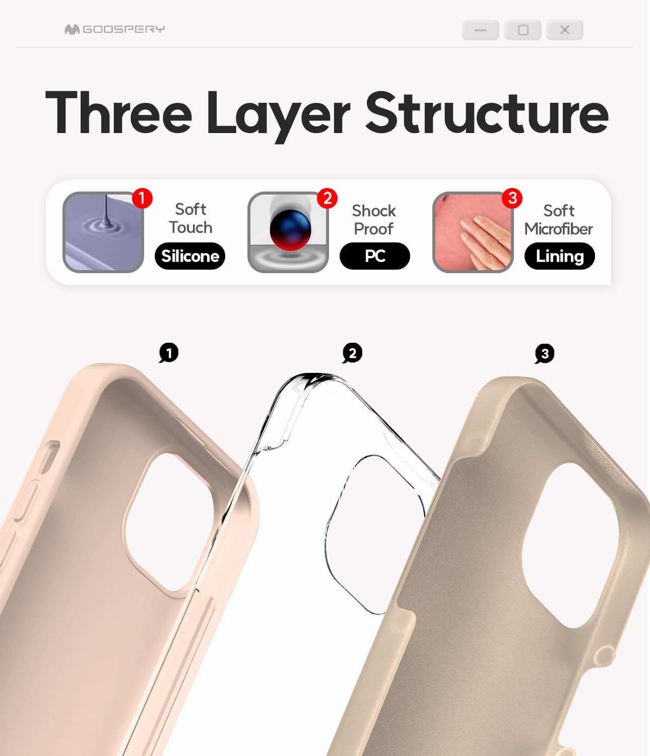 GOOSPERY Funda de silicona líquida compatible con iPhone 15, suave al tacto, protección de cuerpo completo, a prueba de golpes, con forro de