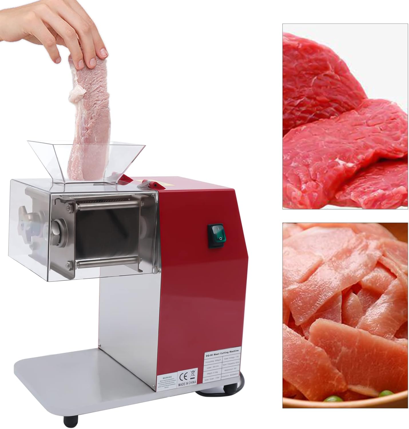 Máquina de corte de carne comercial, cortador de carne eléctrico de 1100 W, máquina trituradora de carne de acero inoxidable, trituradora de carne