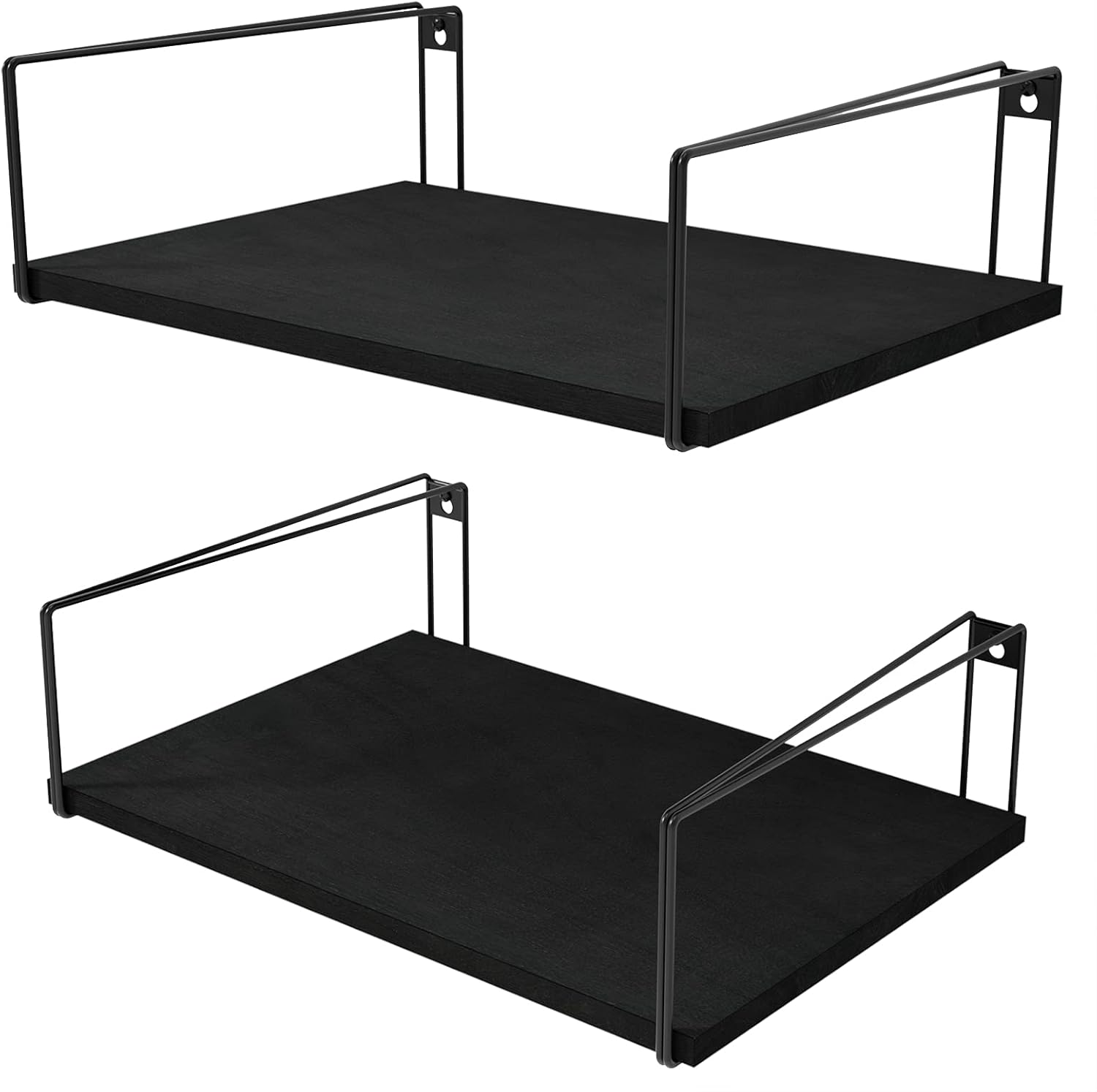 SRIWATANA Estantes flotantes anchos, juego de 2 estantes de pared de madera rústica, estantes montados en la pared con gran capacidad para