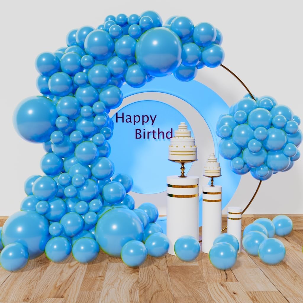 KAWKALSH 134 globos azul claro de diferentes tamaños para arco de guirnalda, globos de látex de alta calidad para fiesta de cumpleaños, graduación,