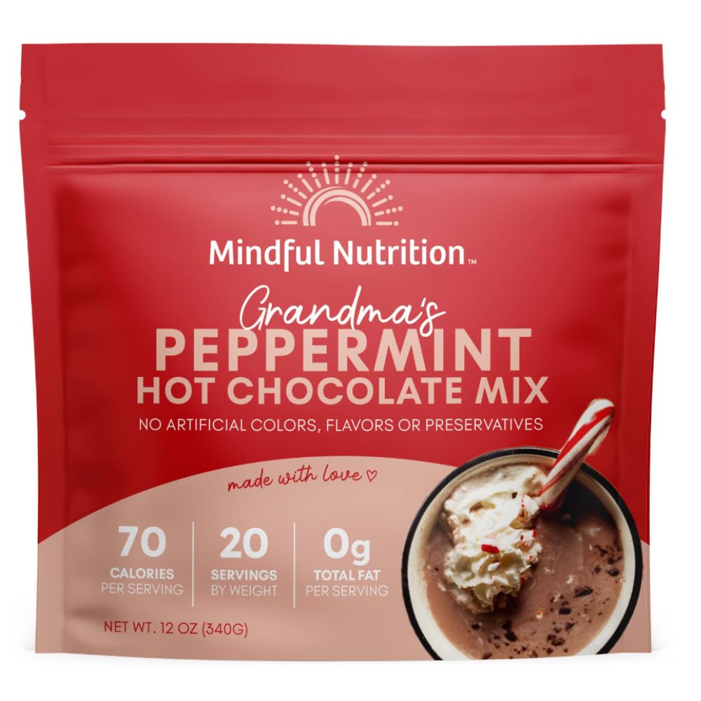 Mindful Nutrition Grandmas Organic Hot Chocolate Mix I Mezcla de cacao caliente sin lácteos, mezcla de chocolate caliente a base de plantas, leche
